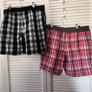 Mix&Co Bundle of Plaid Lounge Boxer Shorts - Black/White & Red/Pink Pair